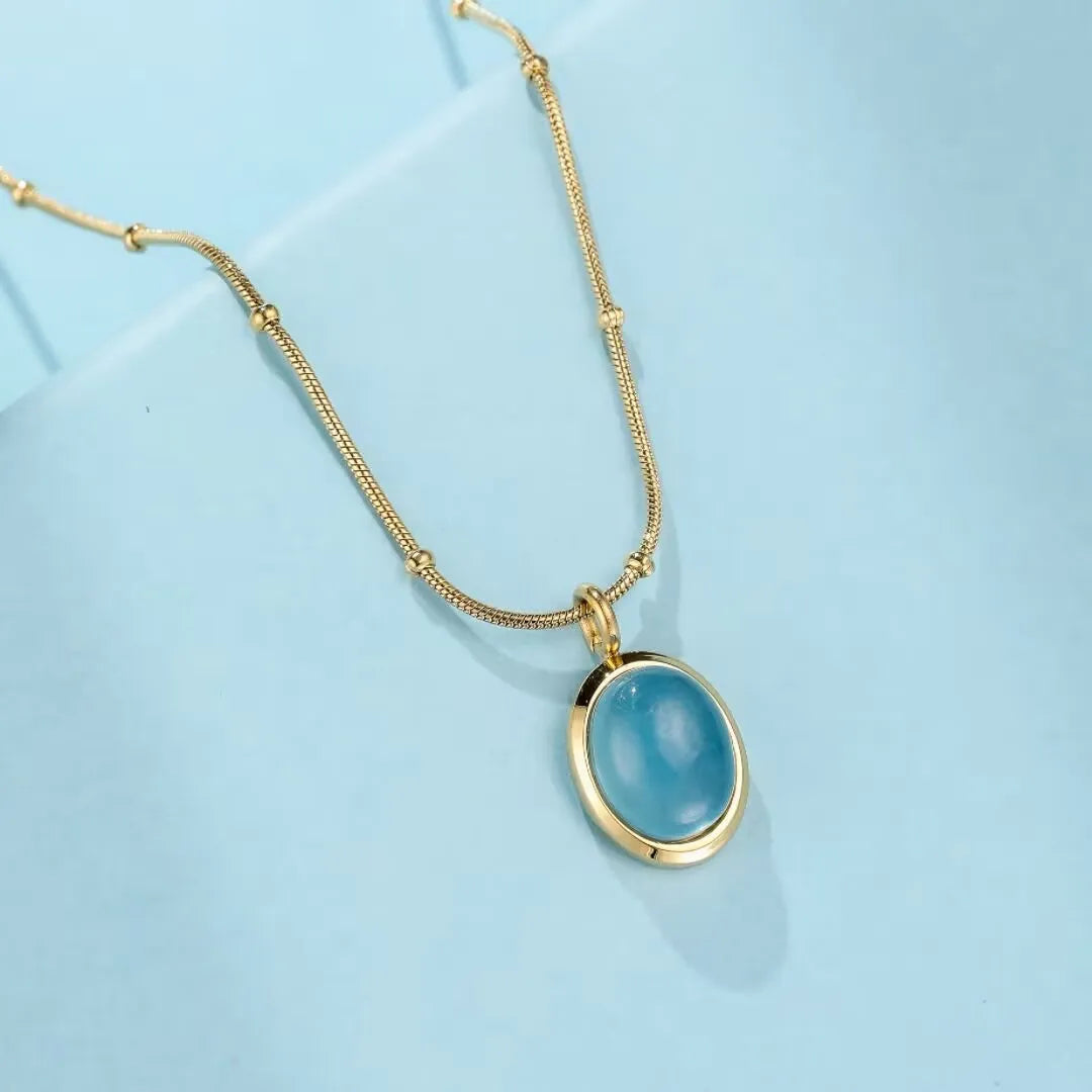 Halskette Aquamarin "Himmlische Klarheit" Vergoldet
