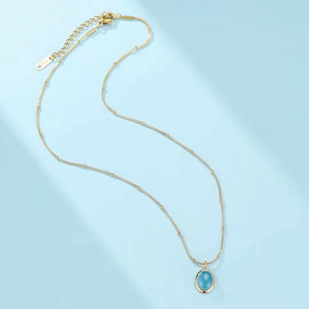 Halskette Aquamarin "Himmlische Klarheit" Vergoldet
