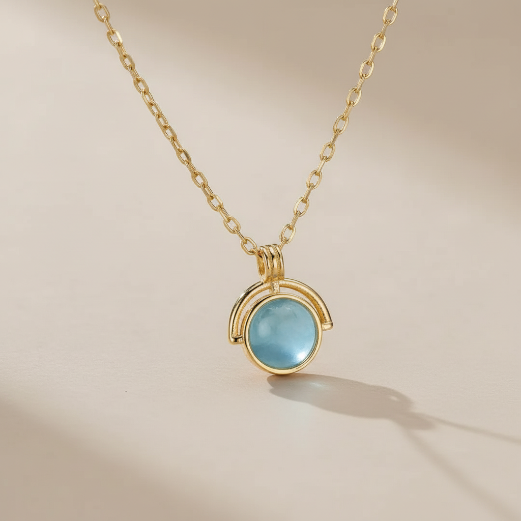 Aquamarine Necklace "Ocean Mystery" Silver