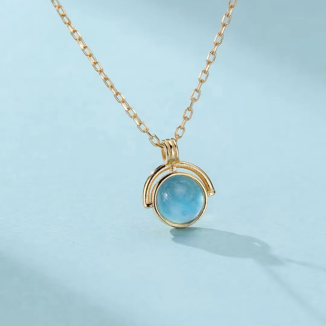 Aigue Marine Halskette "Mystère d'Océan" Silber