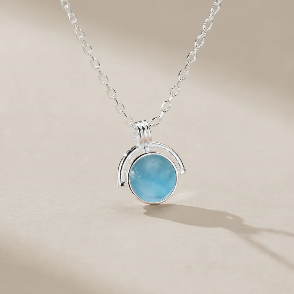 Aquamarine Necklace "Ocean Mystery" Silver