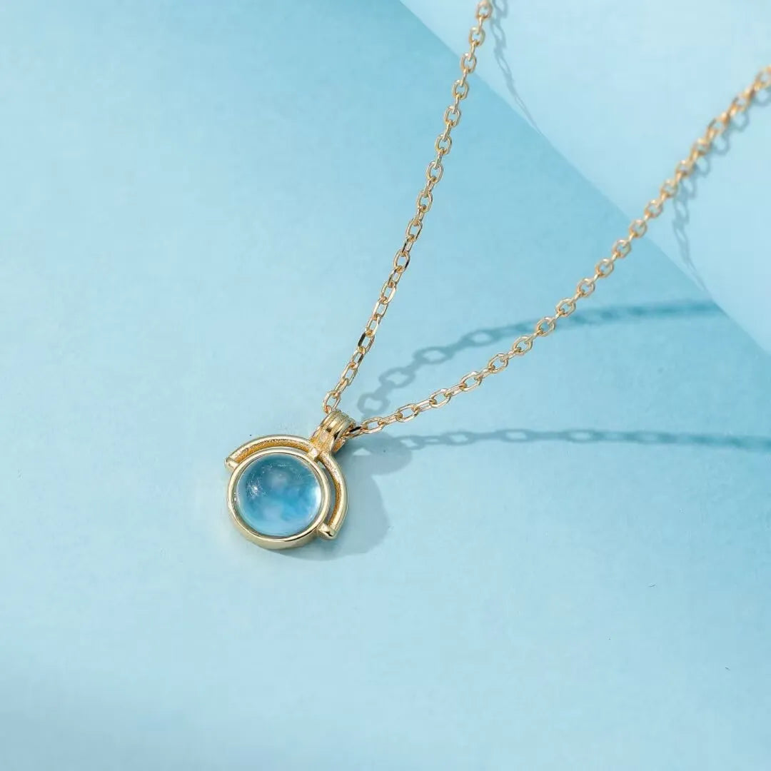 Aigue Marine Halskette "Mystère d'Océan" Silber