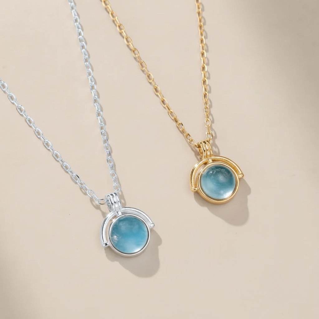 Aquamarine Necklace "Ocean Mystery" Silver