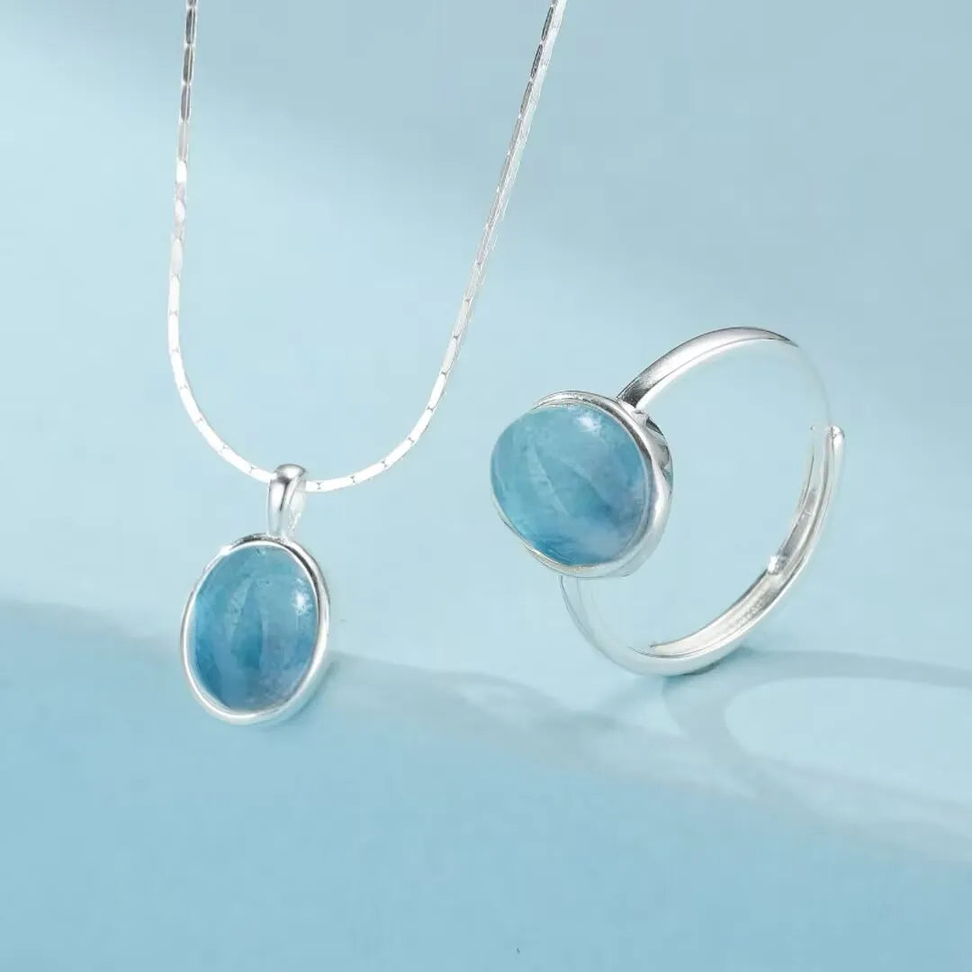 Collar Aguamarina "Pureza Profunda" Plata