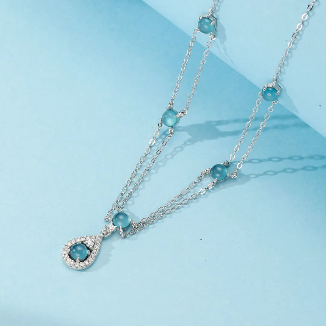 Halskette Aquamarin "Magische Sirene" Silber