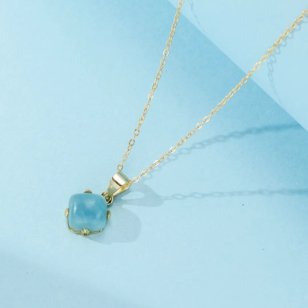 Halskette Aquamarin "Wellen der Gelassenheit" Goldplattiert 14K