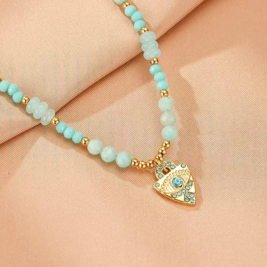 Schutzaugen-Halskette Amazonit "Beruhigendes Auge"