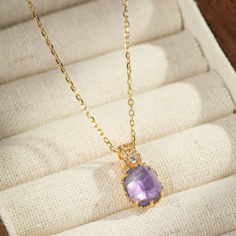 Amethyst Necklace "Lilac Mist" Silver Plated Gold