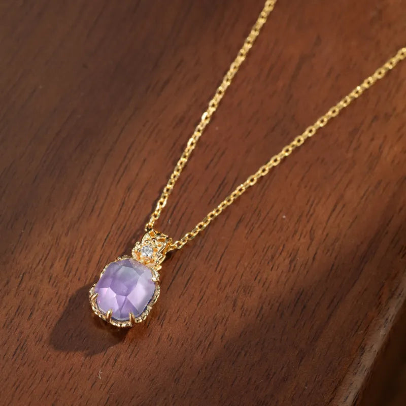 Amethyst Necklace "Lilac Mist" Silver Plated Gold