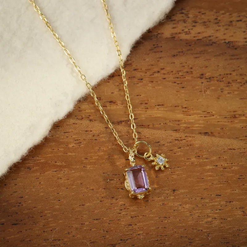 Amethyst Necklace "Celestial Star" Gold Plated Silver