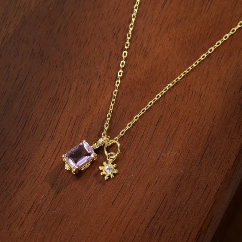 Amethyst Necklace "Celestial Star" Gold Plated Silver