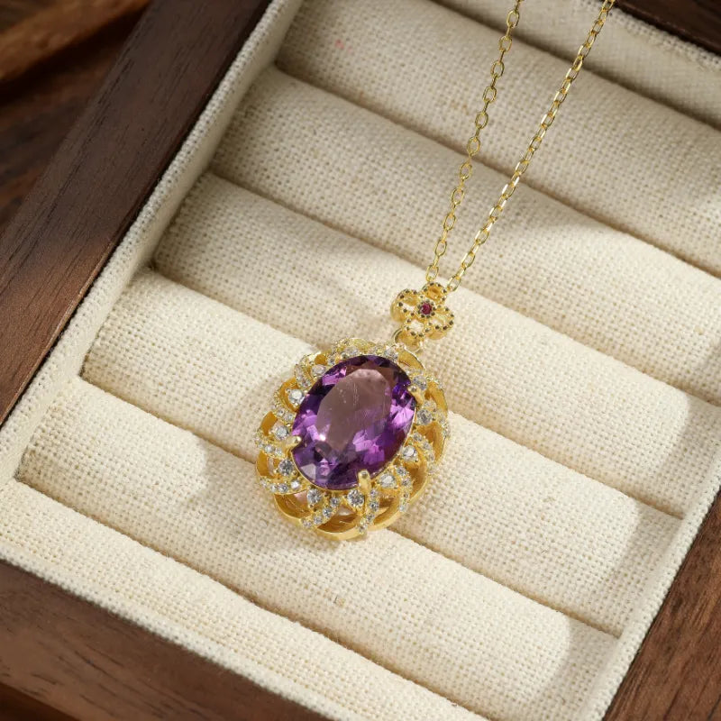 Amethyst Necklace "Purple Serenity" Gold Plated Silver