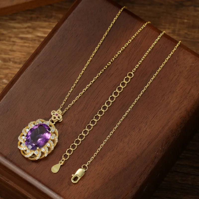 Amethyst Necklace "Purple Serenity" Gold Plated Silver