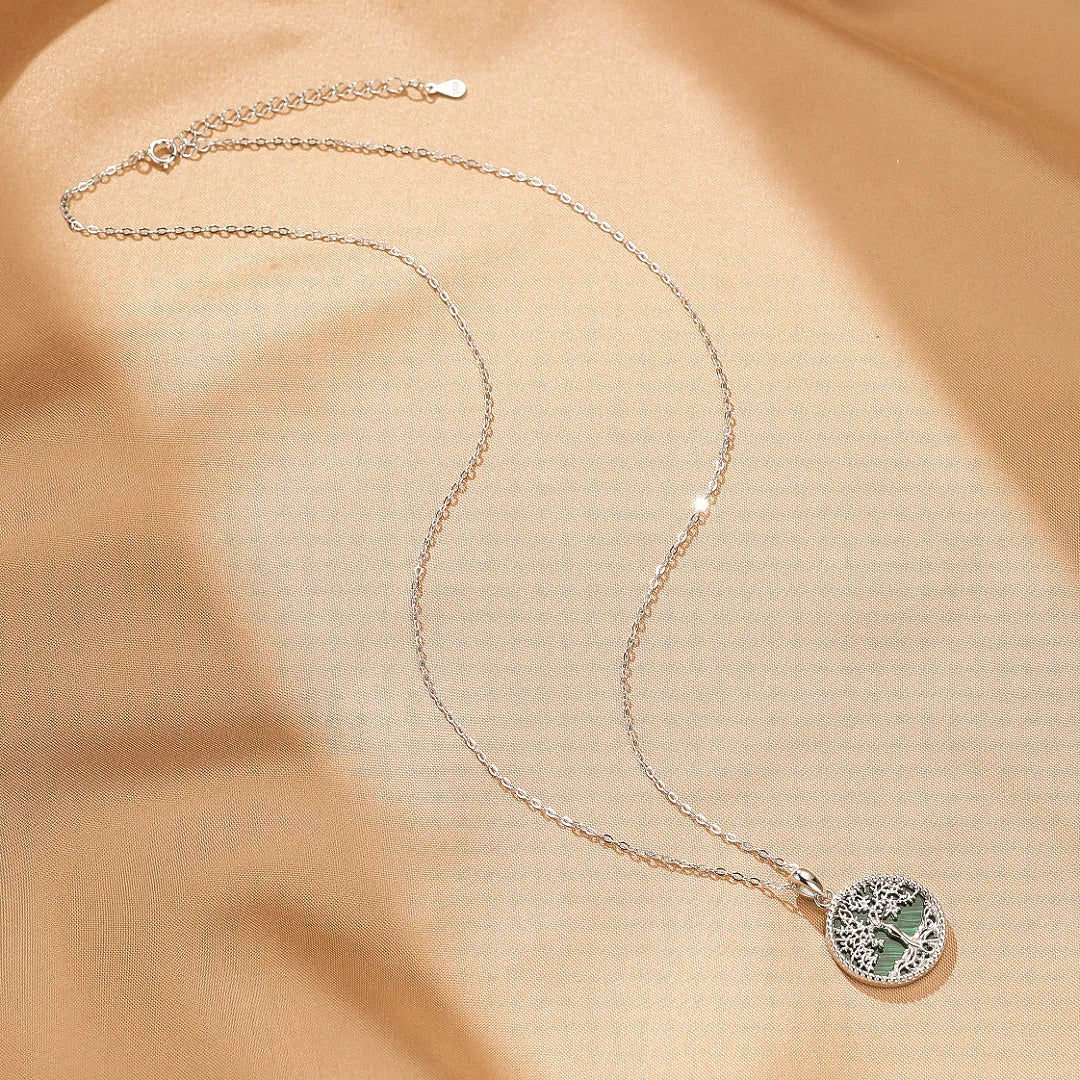 Collar Árbol de la Vida Malaquita "Raíces de Equilibrio" Plata