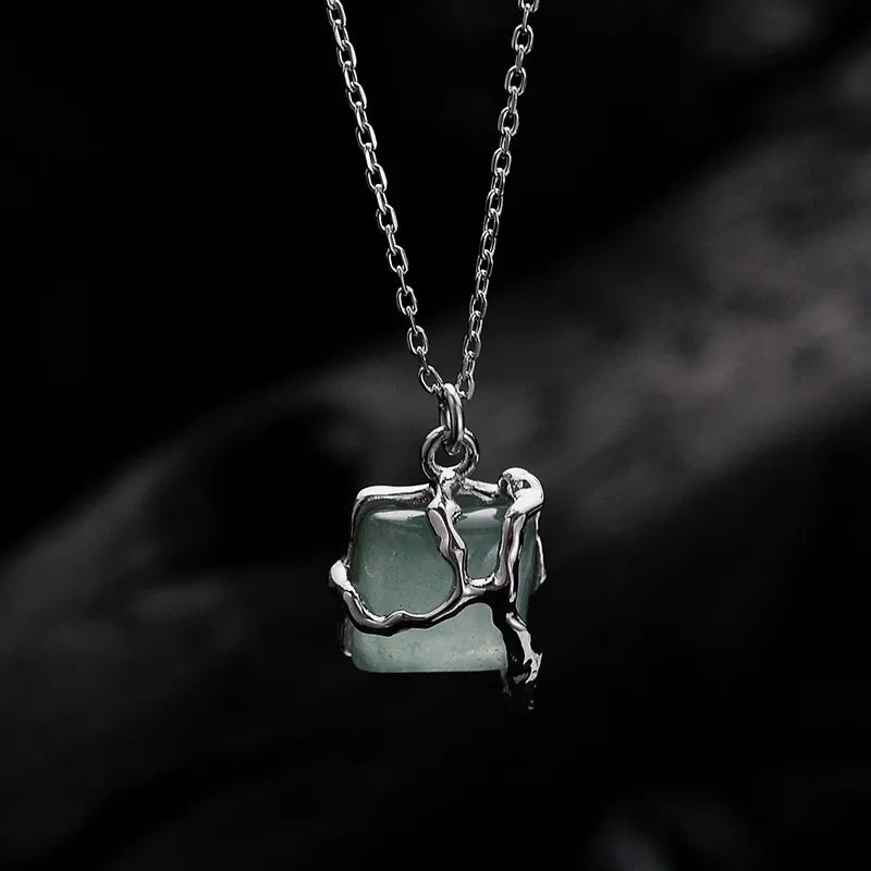 Aventurine Necklace "Nature Embraced" Silver