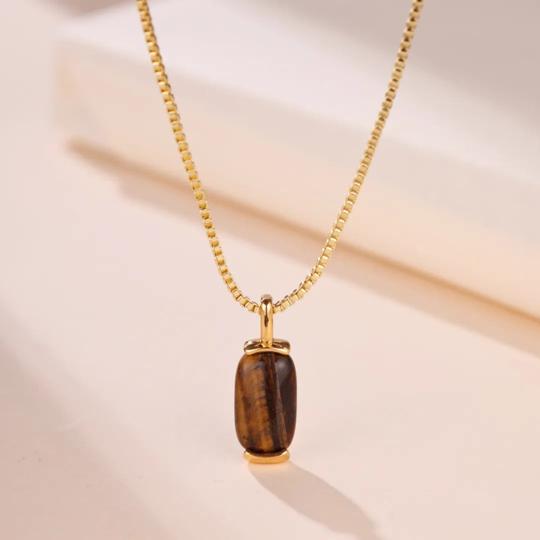 Aventurine or Tiger Eye Necklace "Peaceful Nature" Gold