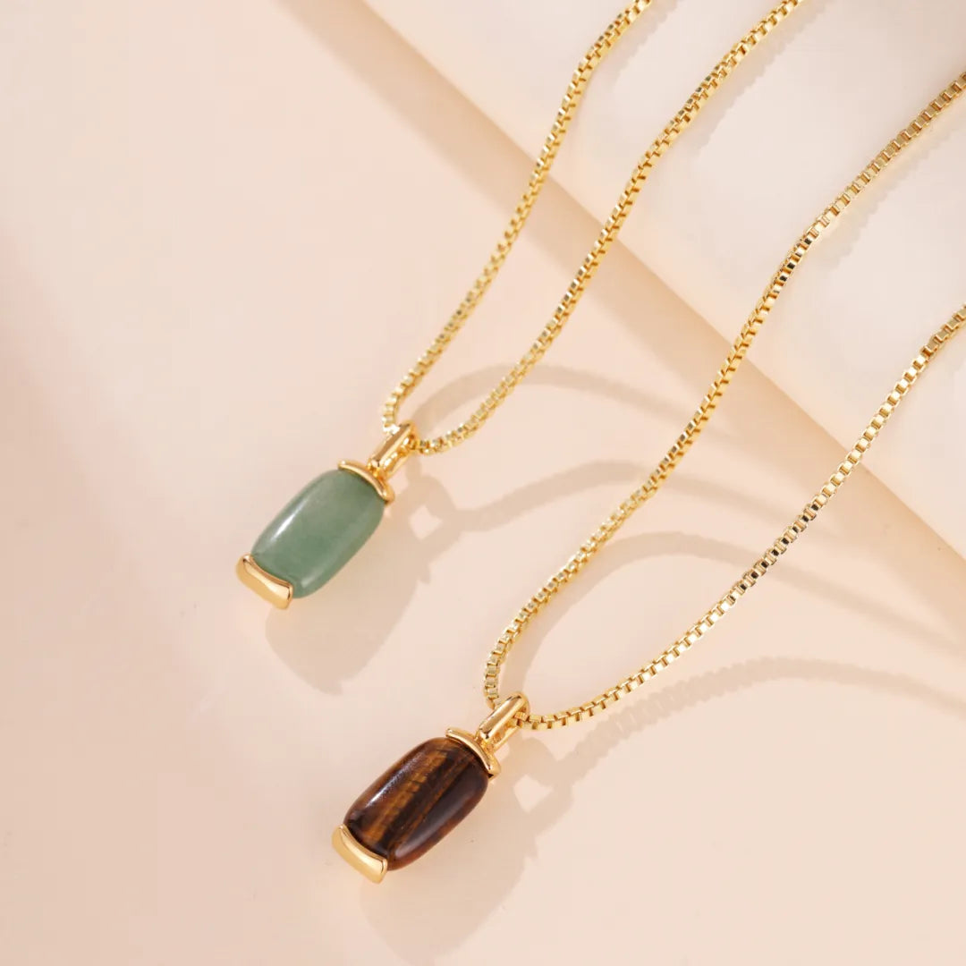 Aventurine or Tiger Eye Necklace "Peaceful Nature" Gold