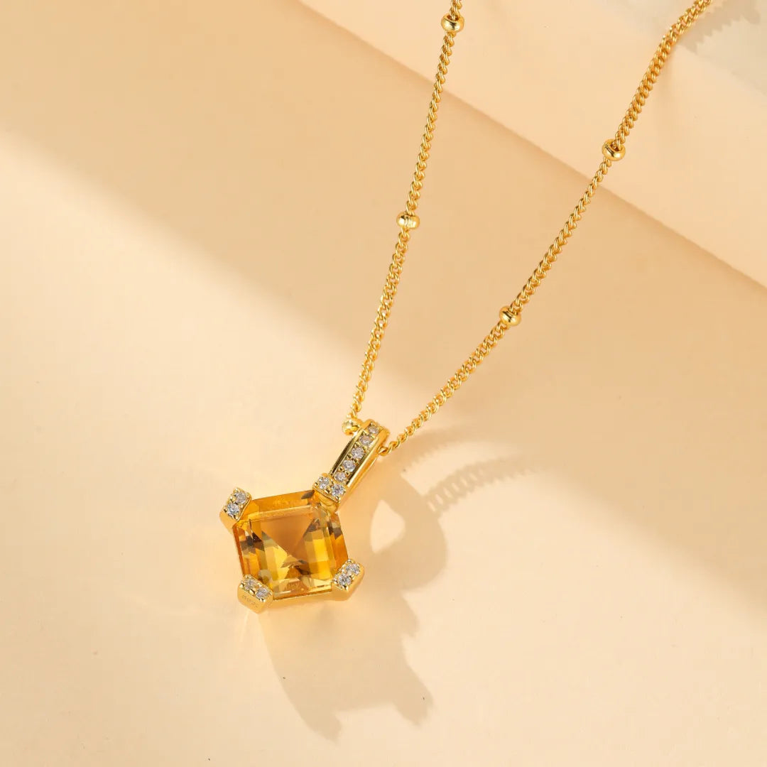 Citrine Necklace "Royal Charm" Gold-Plated Silver