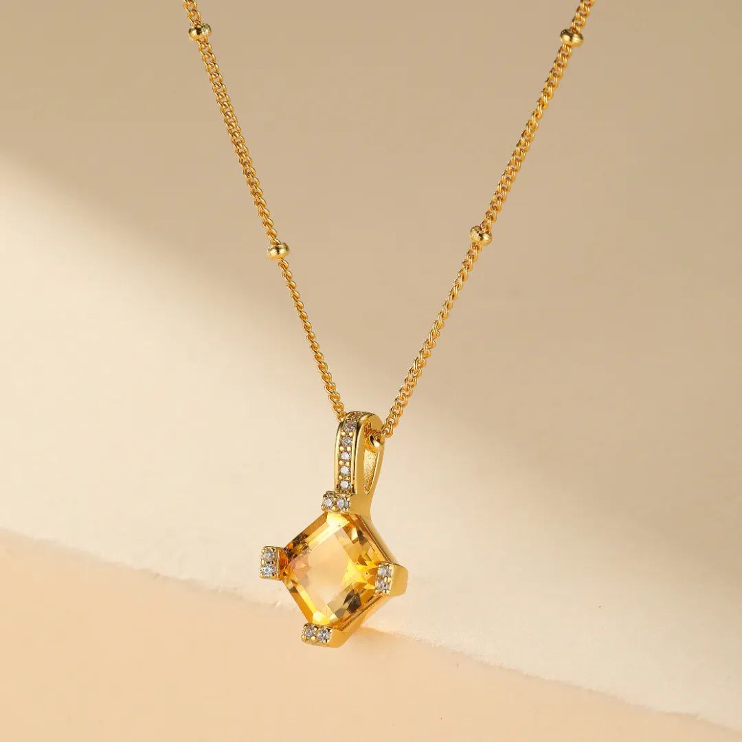 Citrine Necklace "Royal Charm" Gold-Plated Silver