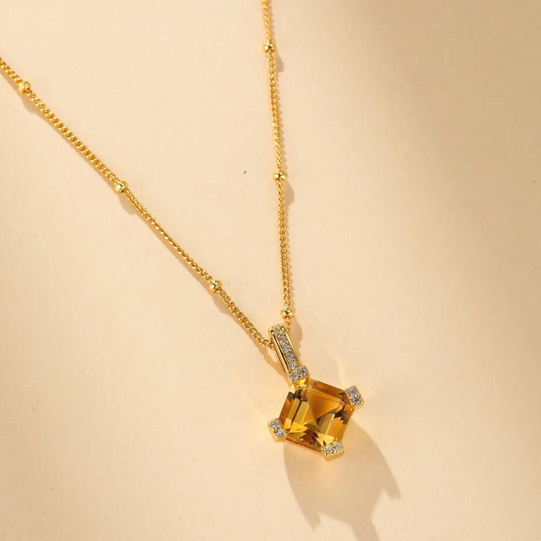 Citrine Necklace "Royal Charm" Gold-Plated Silver