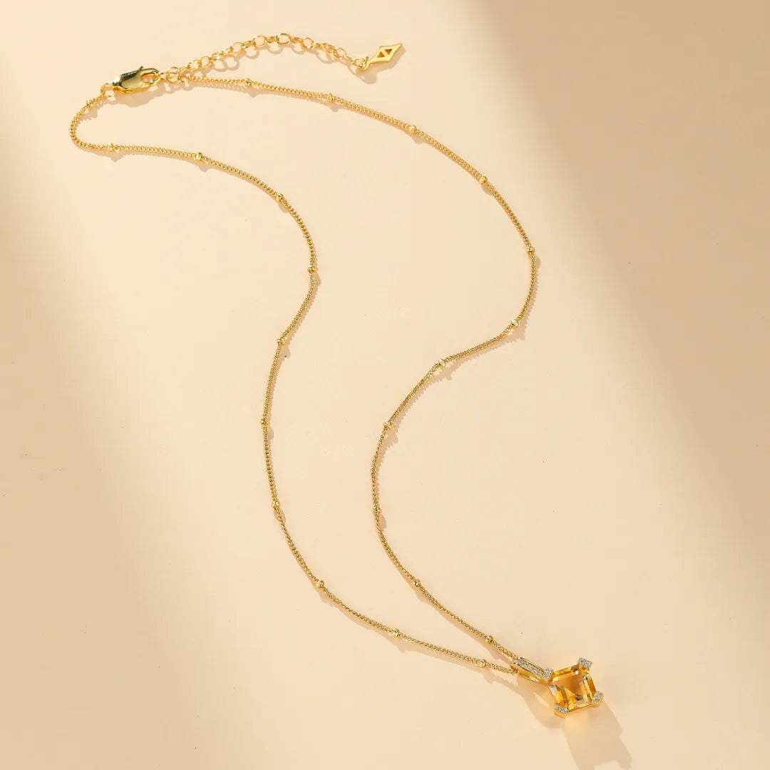 Citrine Necklace "Royal Charm" Gold-Plated Silver