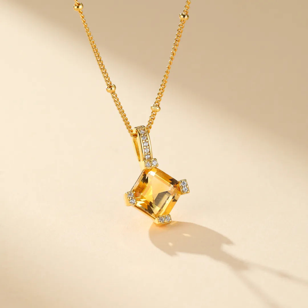 Collier Citrine "Charme Royal" Argent Doré Or