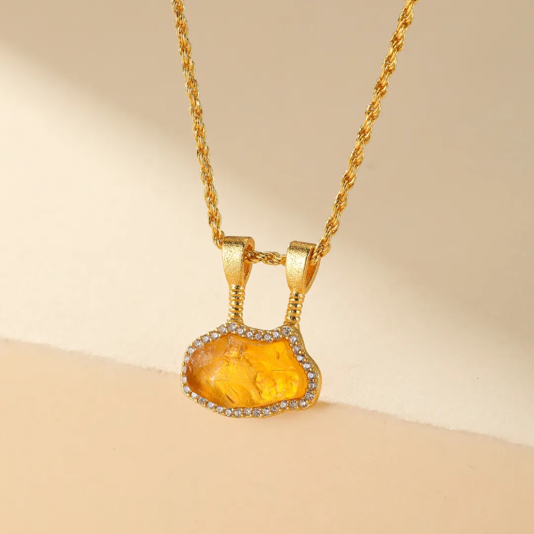 Citrine Necklace "Mystical Earth" Gold-Plated Silver