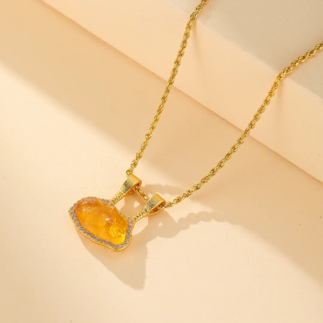 Citrine Necklace "Mystical Earth" Gold-Plated Silver