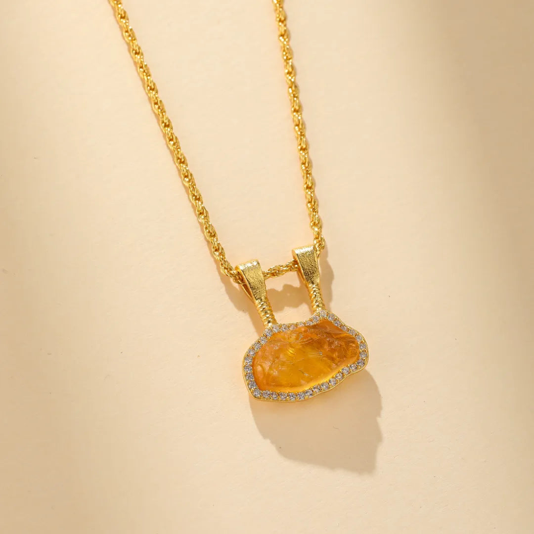 Citrine Necklace "Mystical Earth" Gold-Plated Silver