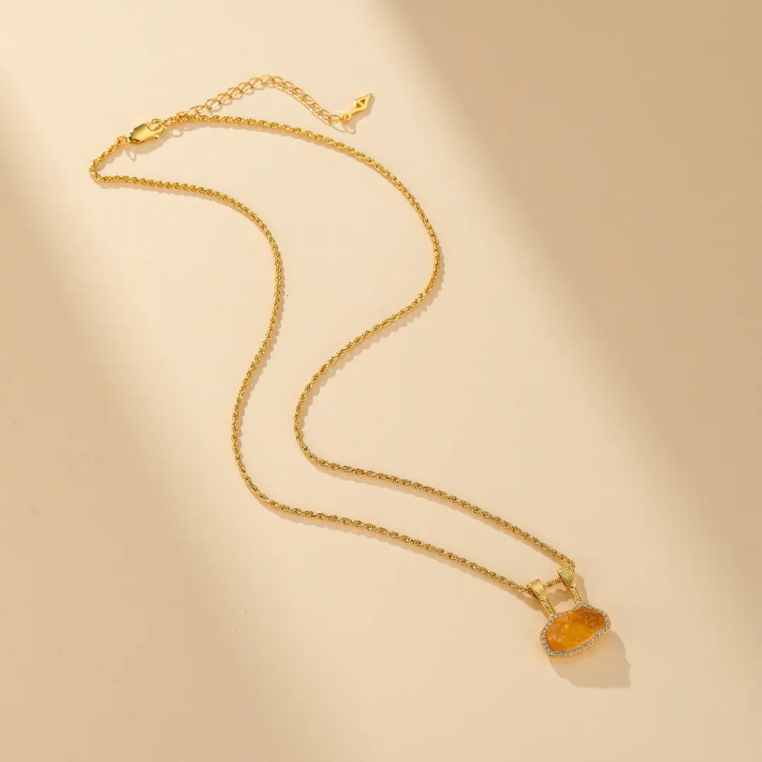 Citrine Necklace "Mystical Earth" Gold-Plated Silver