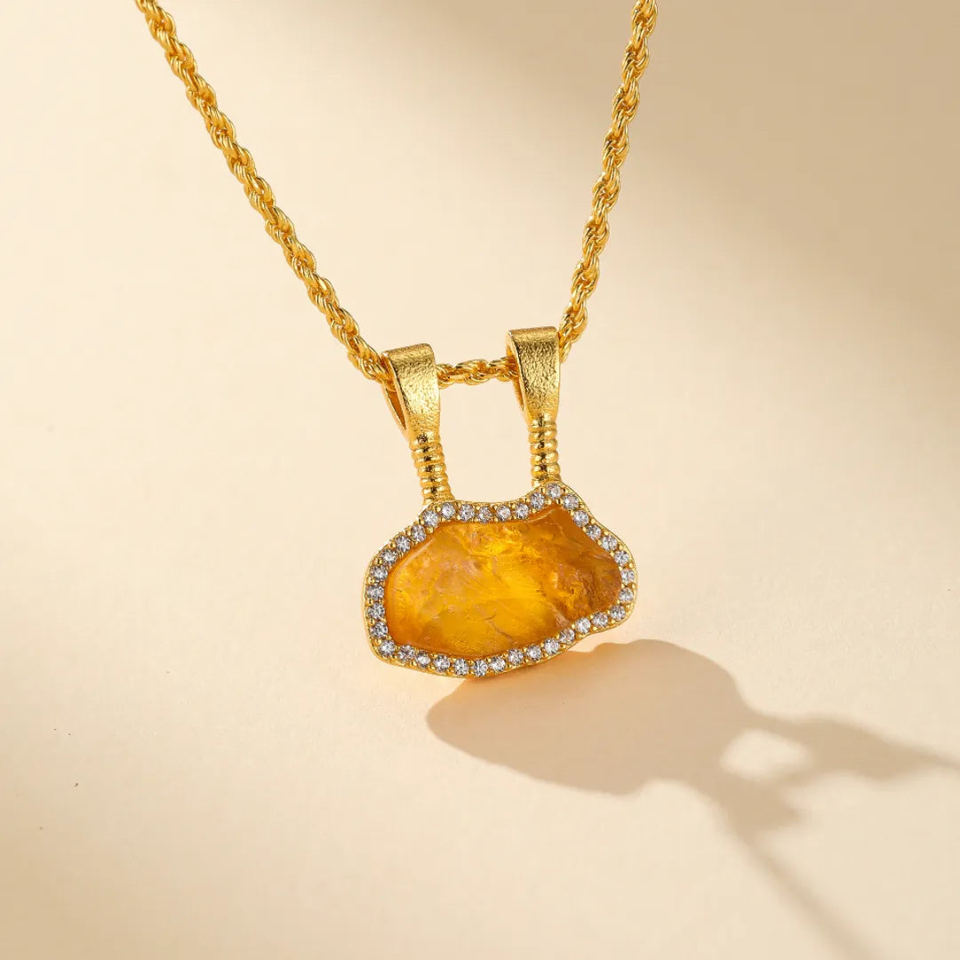 Citrine Necklace "Mystical Earth" Gold-Plated Silver