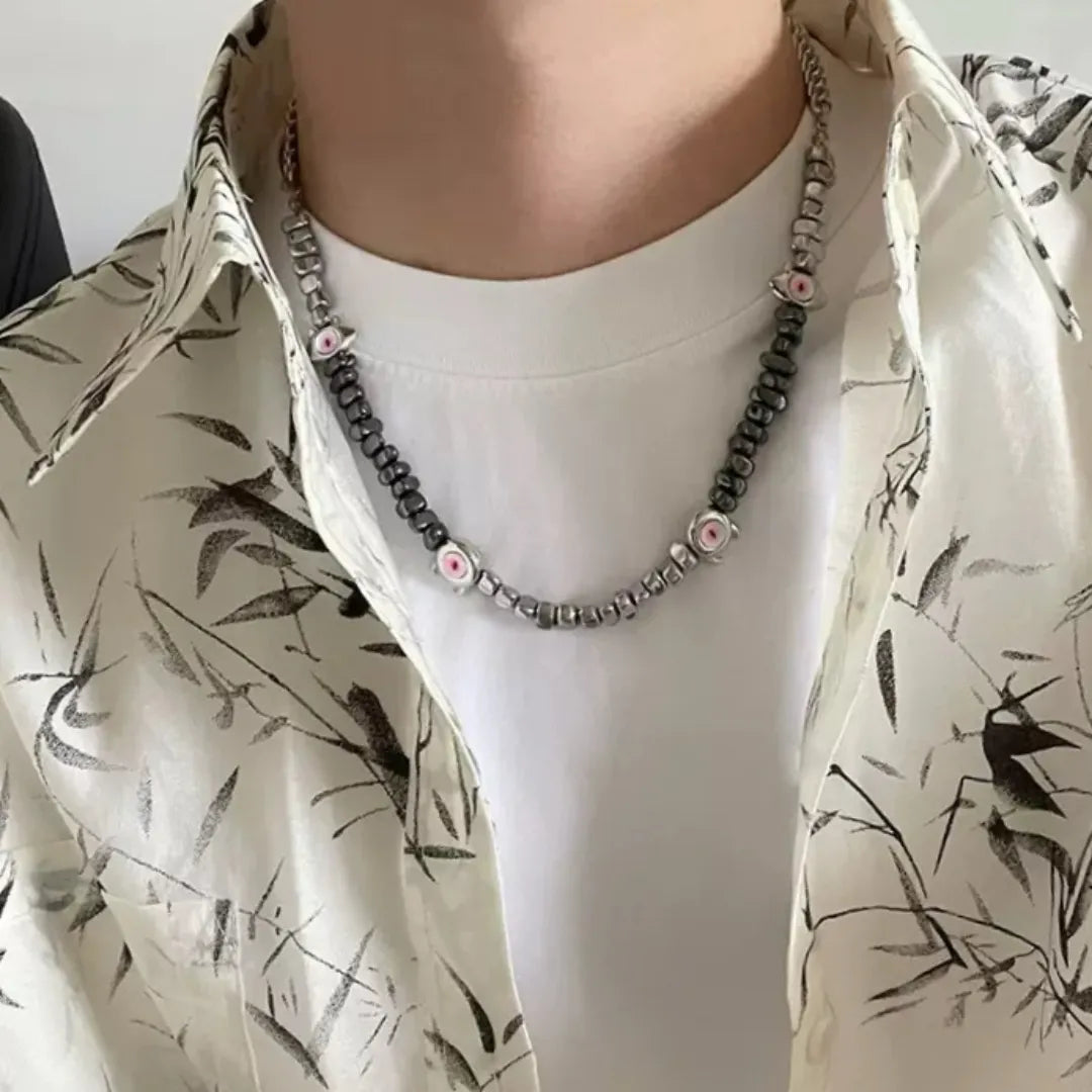 Collar para Hombre de Hematita "Mirada Hipnótica"