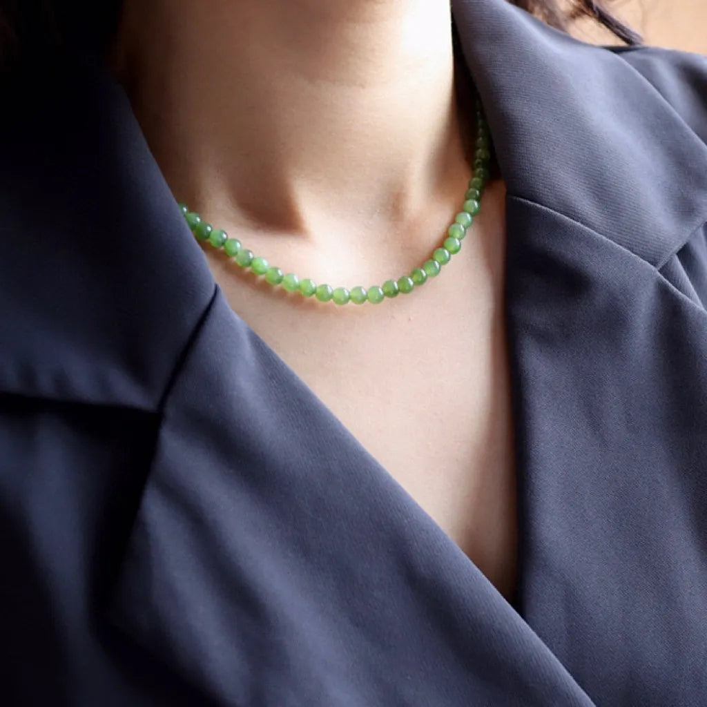 Collier Jade "Bonheur Éternel" Argent Doré Or