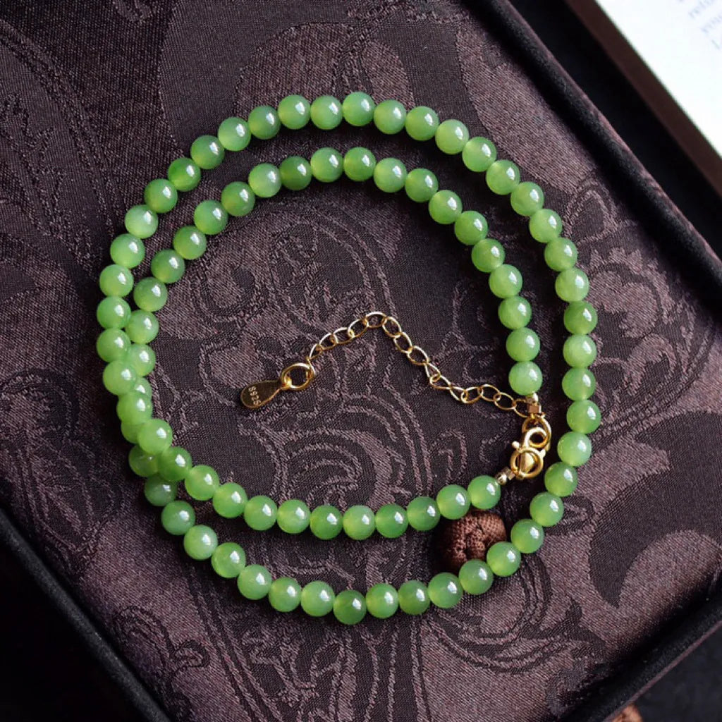 Jade Necklace "Eternal Happiness" Gold-Plated Silver