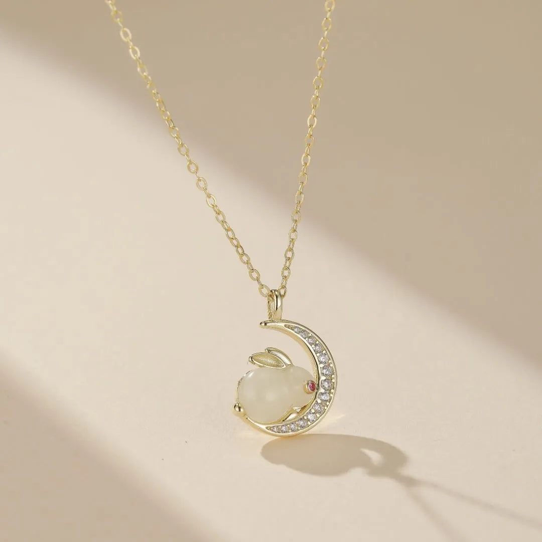 Collana Giada "Coniglio Lunare" Argento Dorato Oro