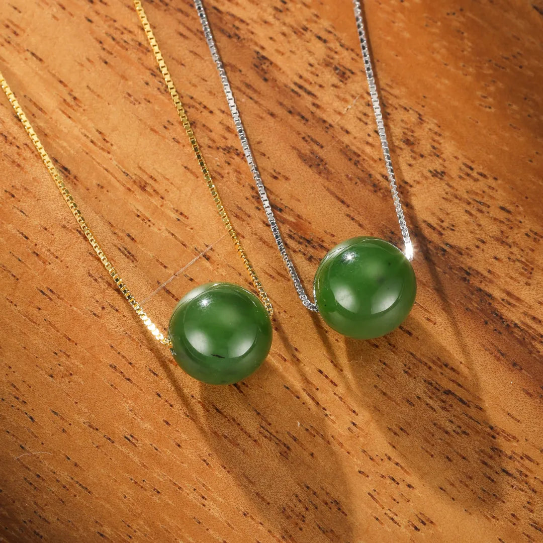 Jade Necklace "Natural Sphere" Silver