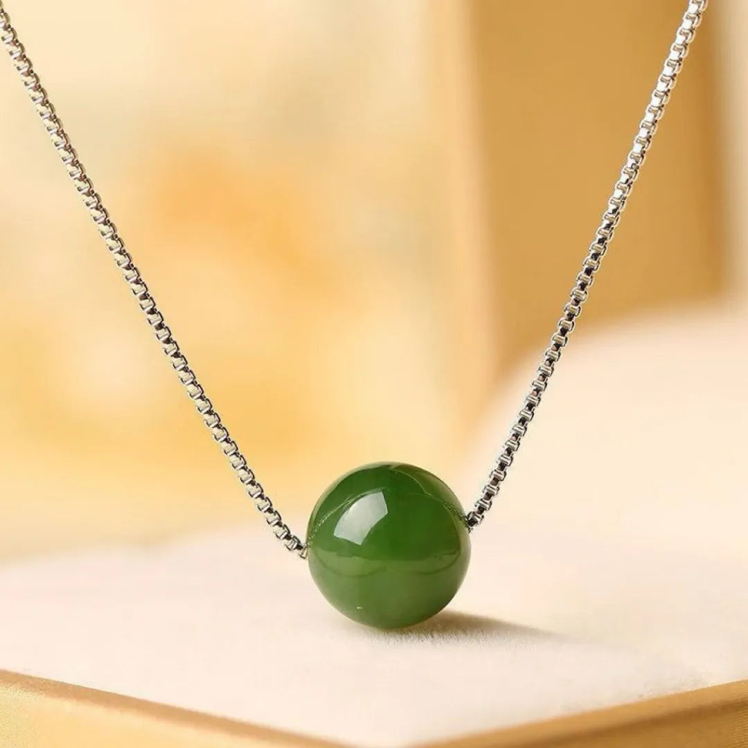 Collana Giada "Sfera Naturale" Argento