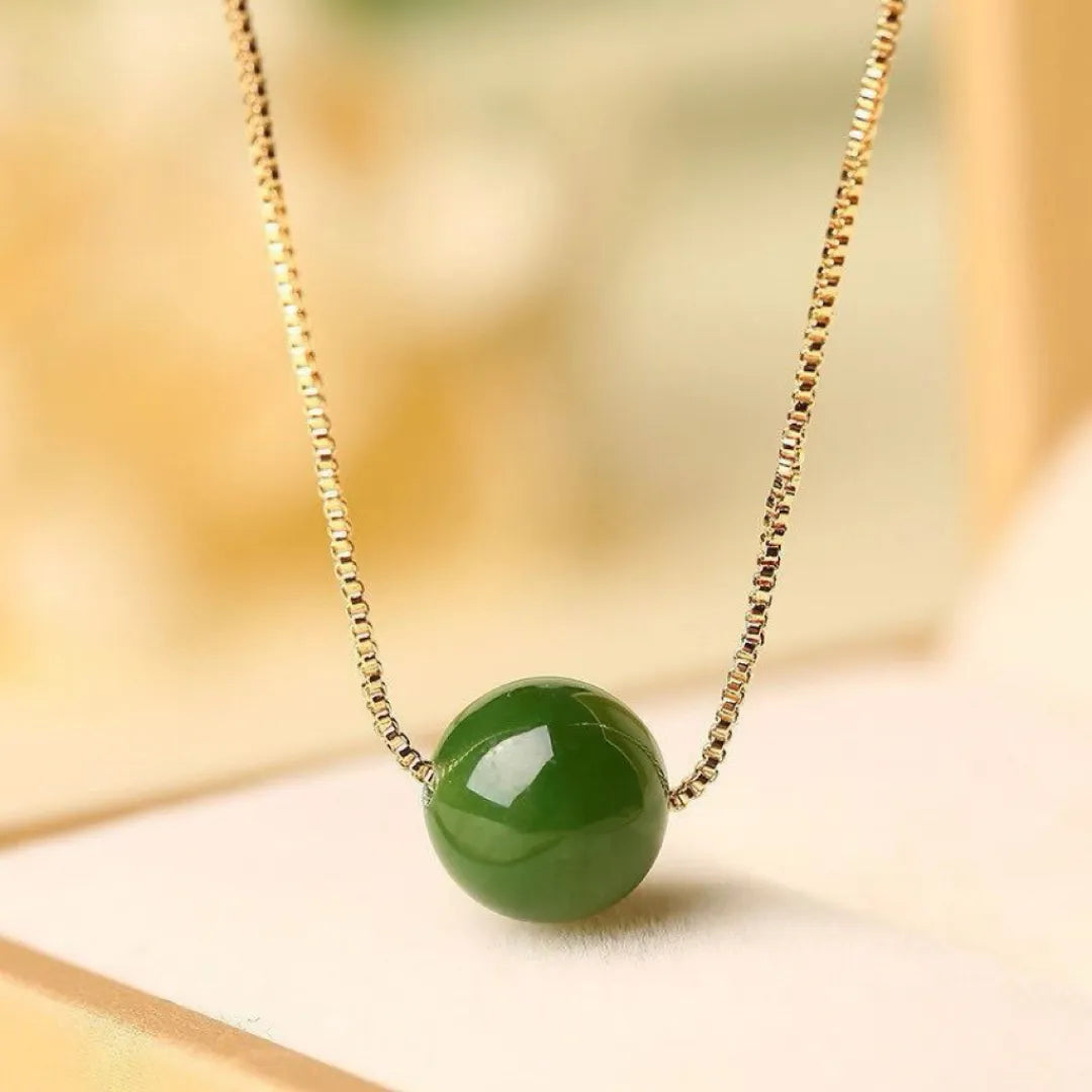 Collana Giada "Sfera Naturale" Argento