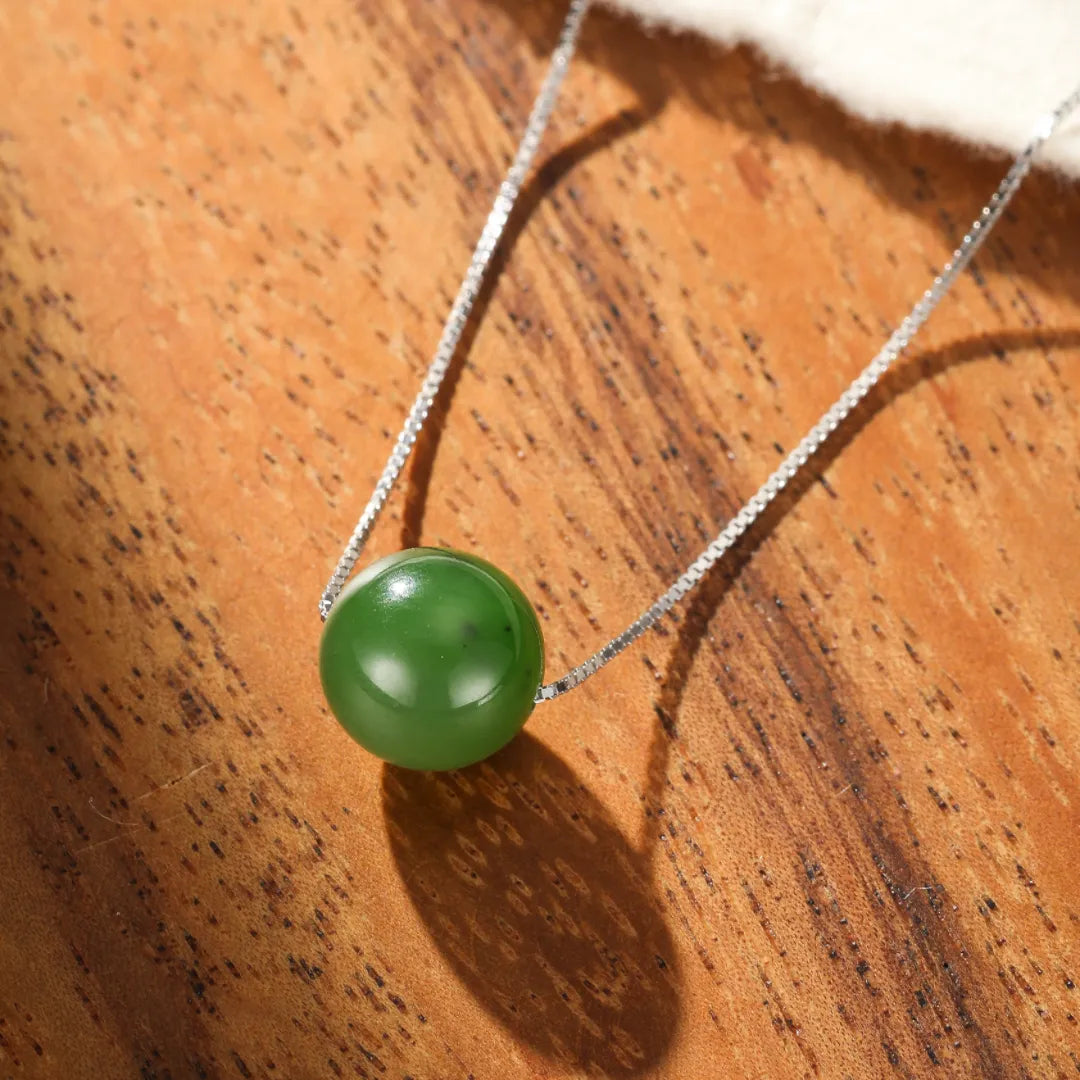 Collana Giada "Sfera Naturale" Argento