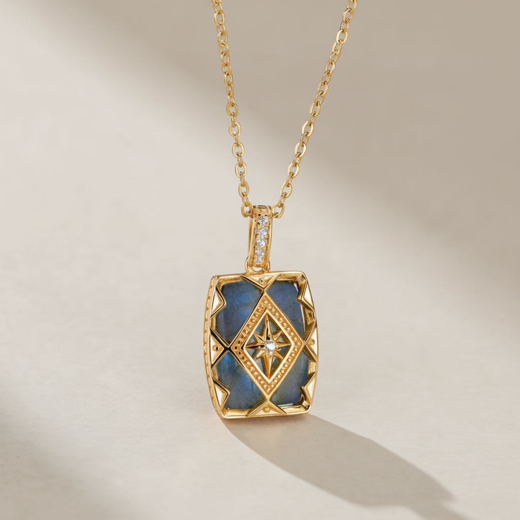 Labradorite Necklace "Mysterious Shine" Gold-Plated Silver