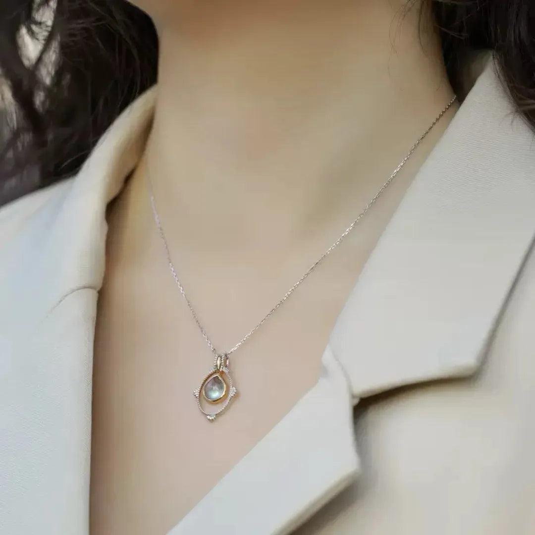 Labradorit Halskette "Himmlische Magie" Platinbeschichtet Silber