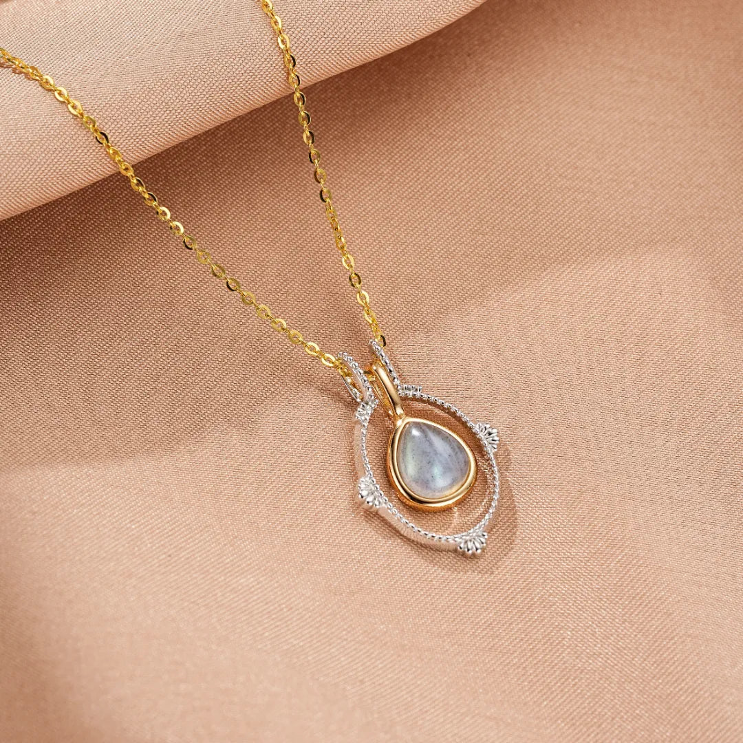 Labradorit Halskette "Himmlische Magie" Platinbeschichtet Silber