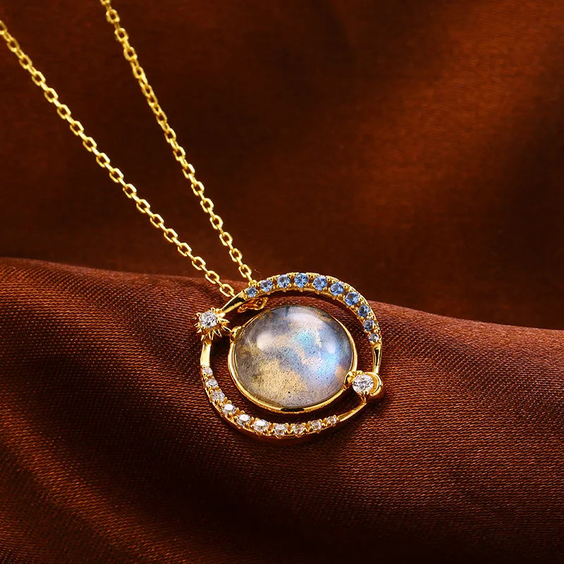 Labradorite Necklace - Celestial Shine, Gold Plated Silver