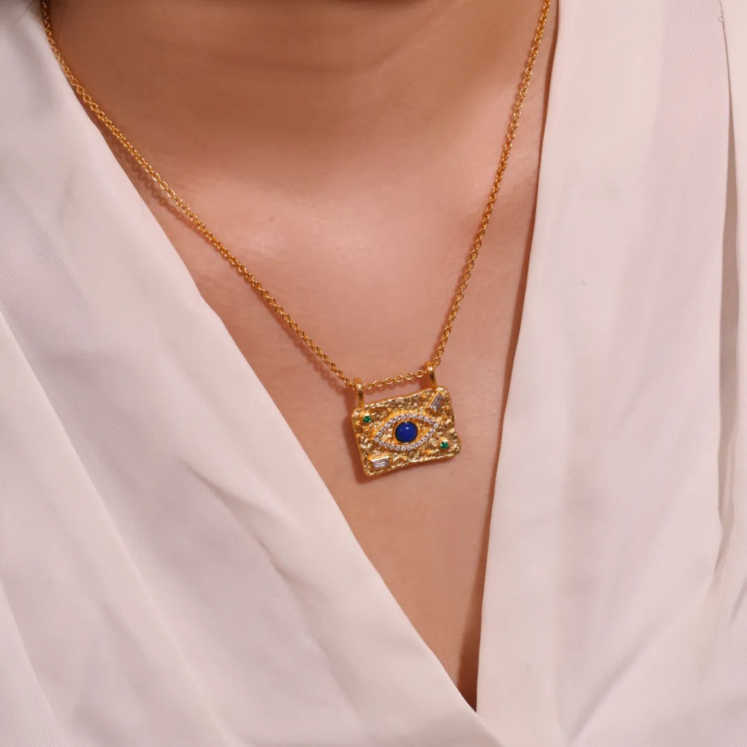 Lapis Lazuli Necklace "Sky Eye" Gold-Plated Silver