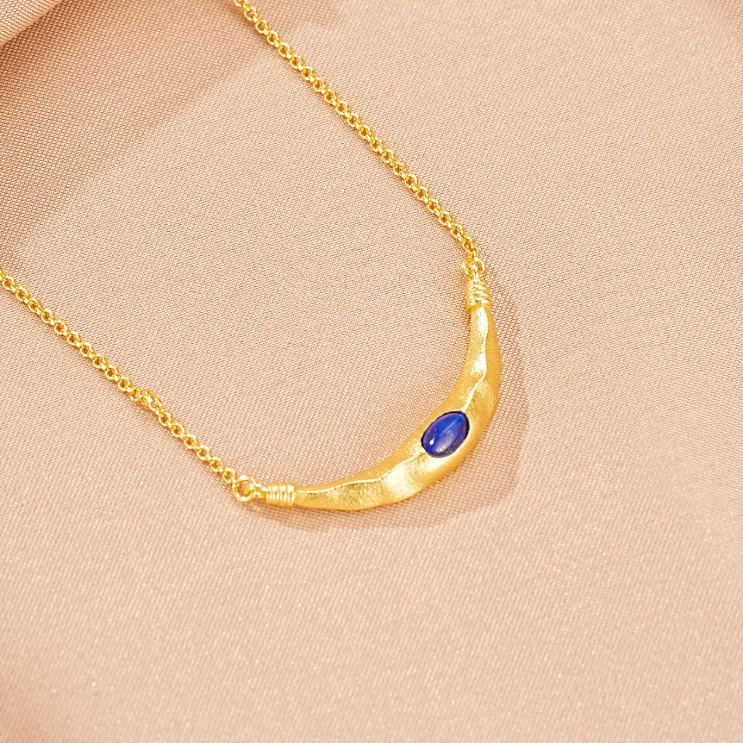 Collar Lapis Lazuli "Allure Mystique" Plata Dorada Oro