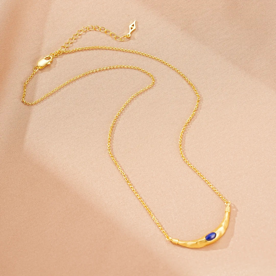 Collar Lapis Lazuli "Allure Mystique" Plata Dorada Oro