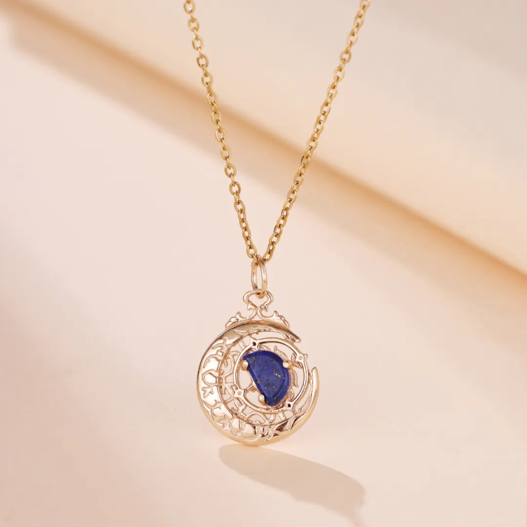 Collana Lapis Lazuli "Belle Lune" Argento Dorato Oro