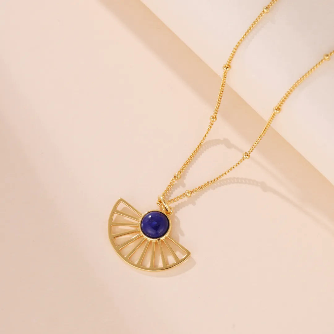 Lapis Lazuli Necklace "Ray of Azure" Gold-Plated Silver