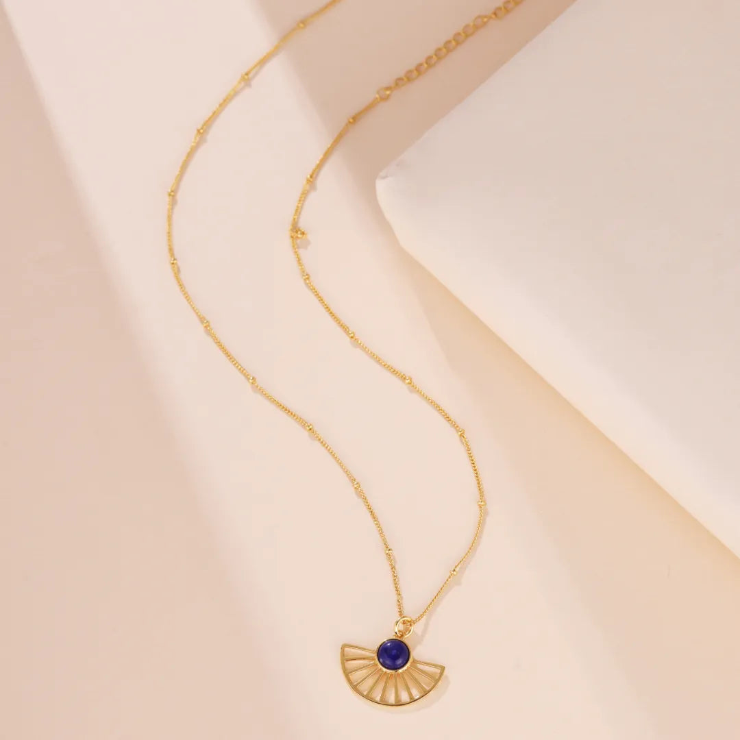 Lapis Lazuli Necklace "Ray of Azure" Gold-Plated Silver