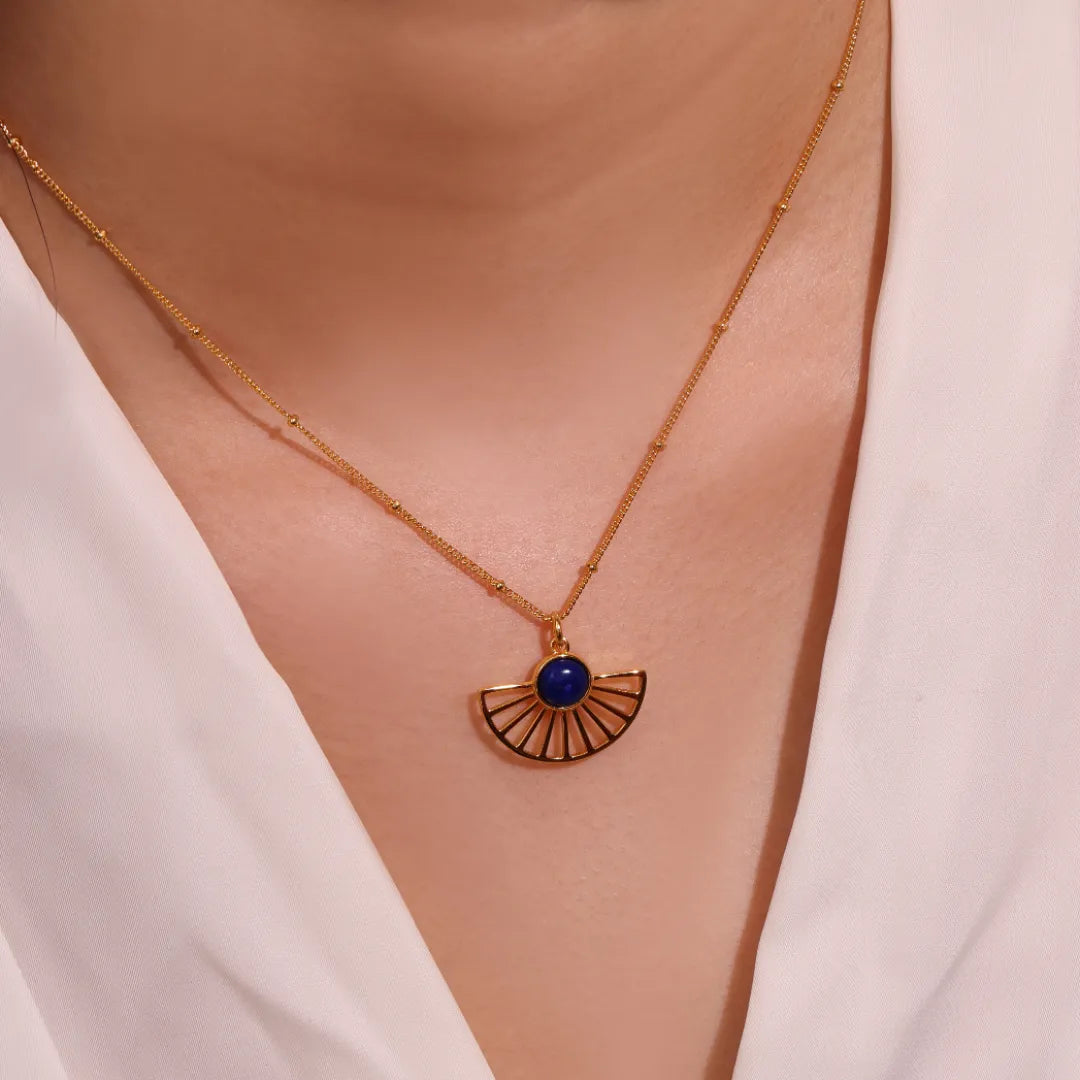 Collana Lapis Lazuli "Raggio d'Azur" Argento Dorato Oro